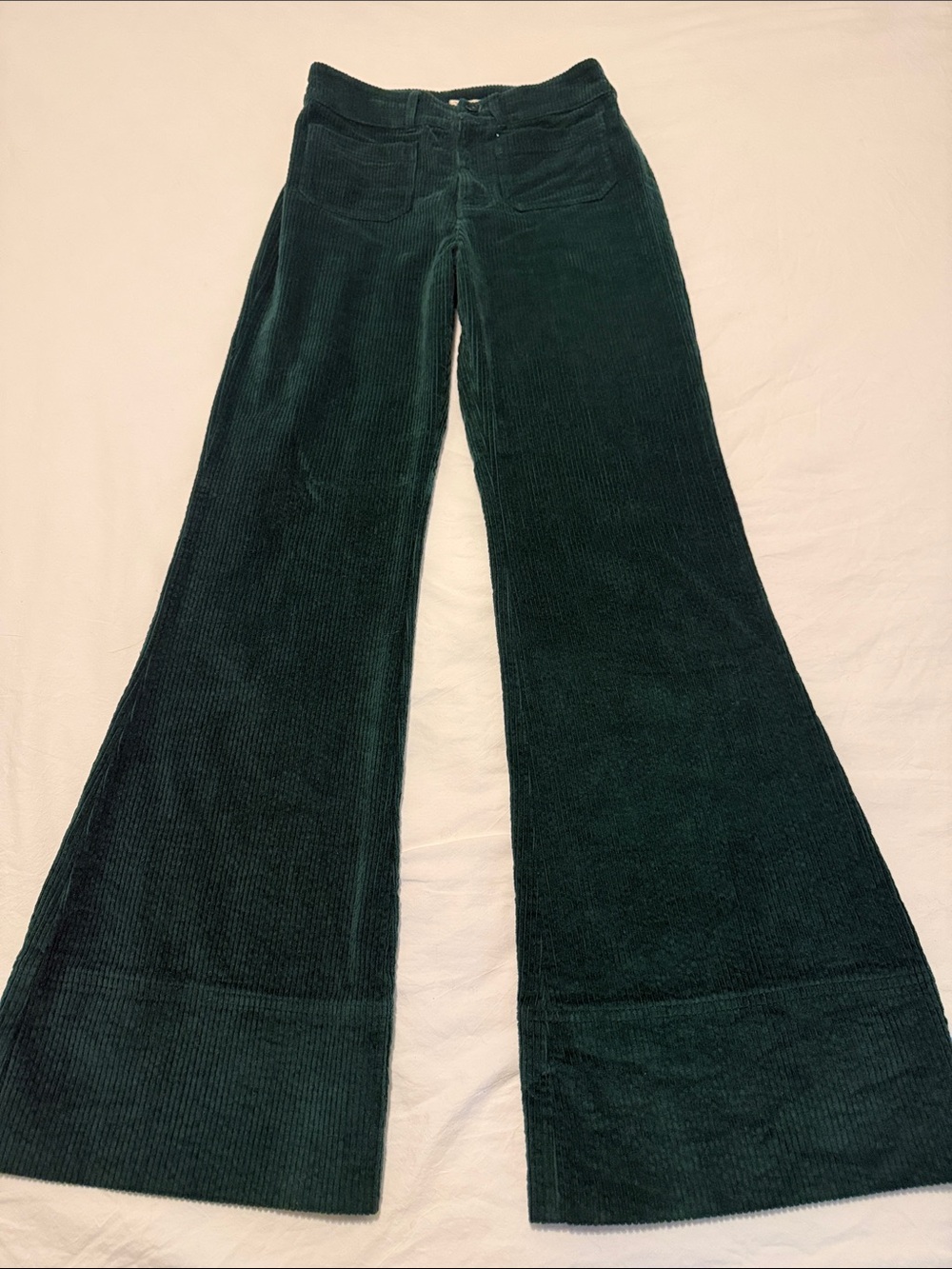 Faherty Dark Green Corduroy Flared Pants, Size 26